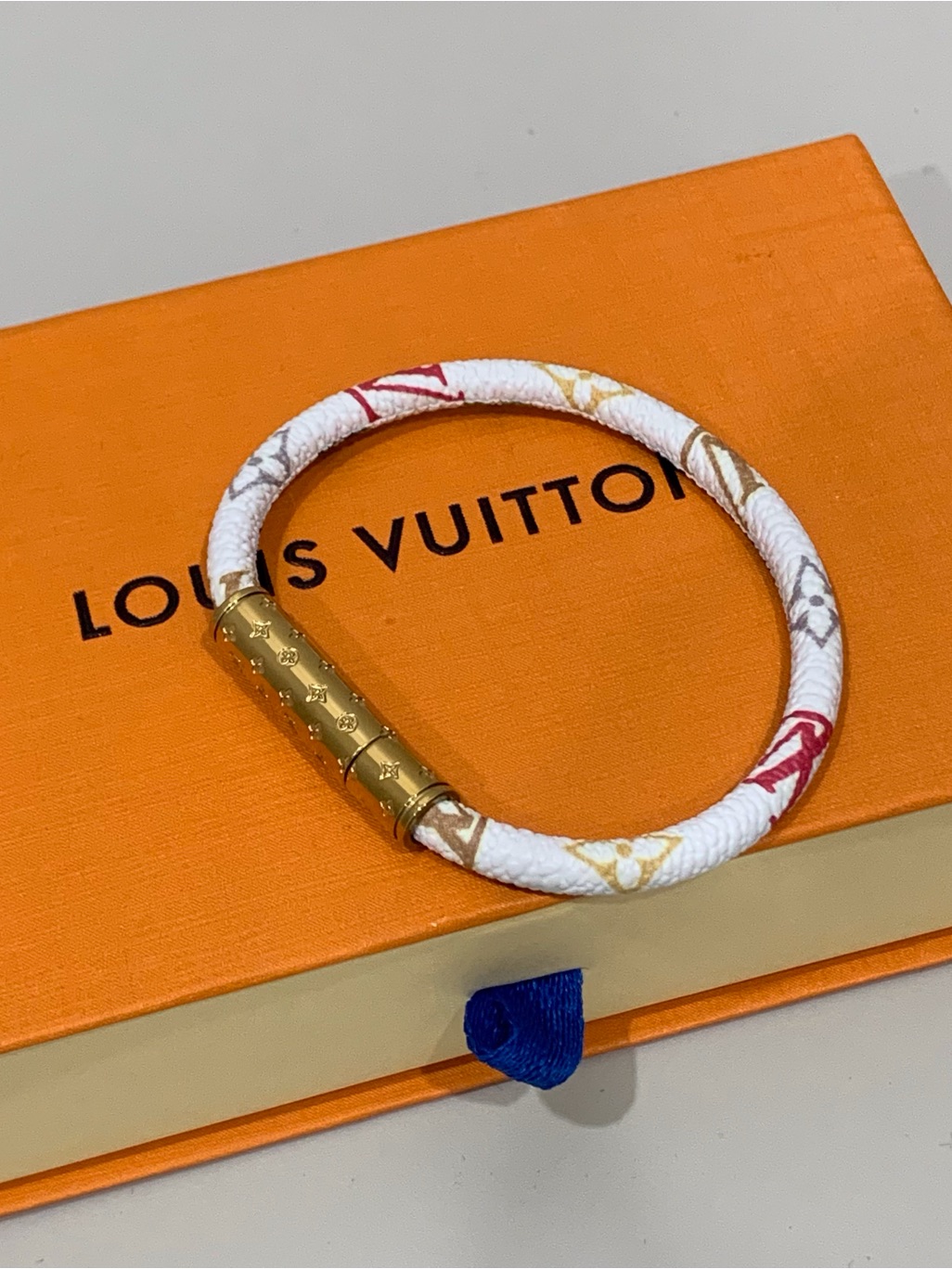 Authentic Louis Vuitton White Monogram Canvas Bracelet